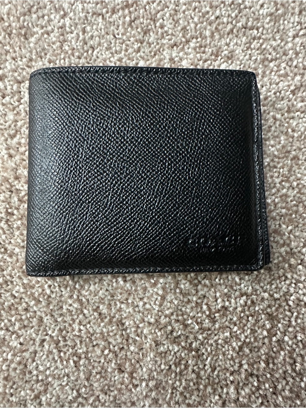 Coach Black Pebbled Leather Card Wallet